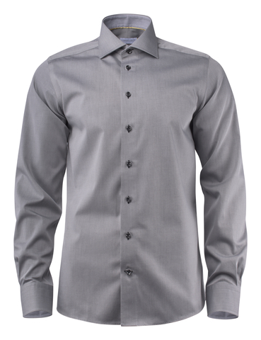 J. HARVEST & FROST YB51 Twill Slim Skjorte - Herre - Grå