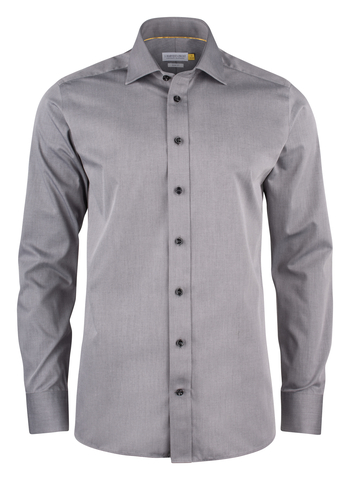 J. HARVEST & FROST YB50 Twill Slim Skjorte - Herre - Grå