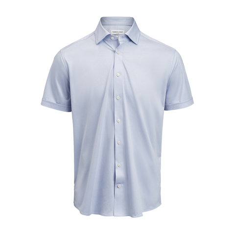 J. HARVEST & FROST IB132 Interlock Knit S/S Slim - Herre - Lyseblå