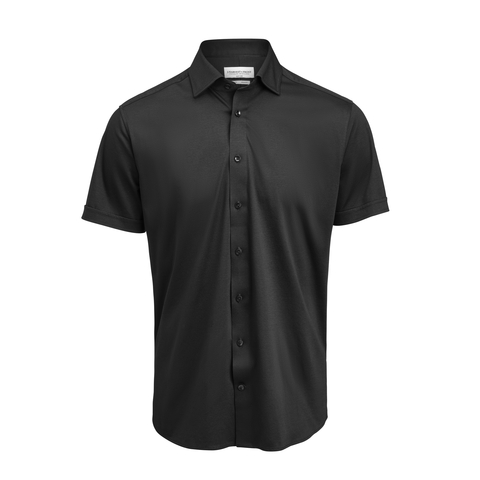 J. HARVEST & FROST IB132 Interlock Knit S/S Slim - Herre - Sort