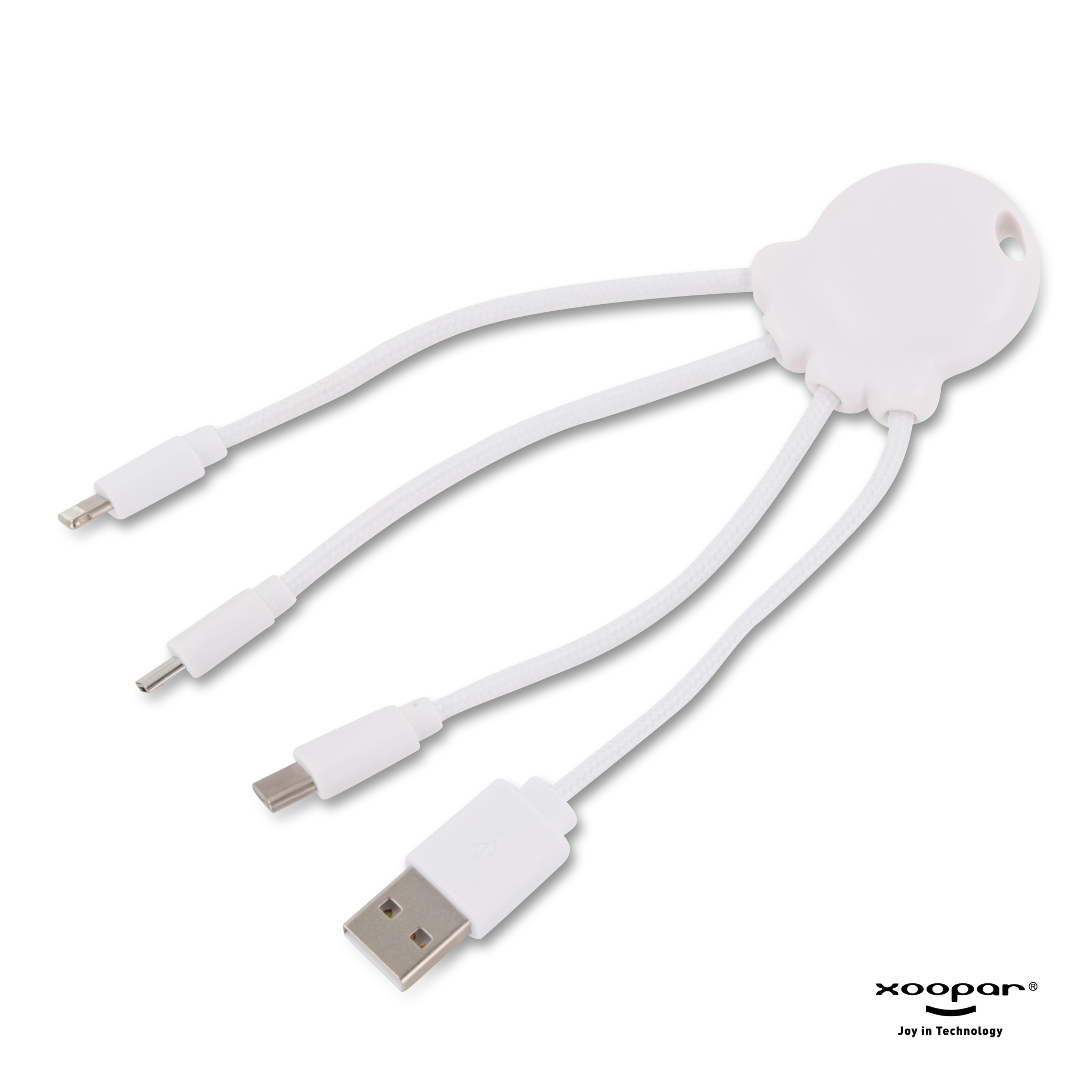 Xoopar Octopus Charging cable - rPet - Hvid