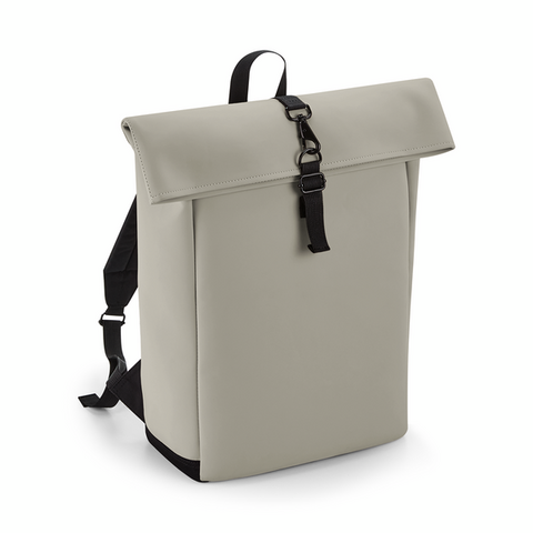 Matte PU Roll-Top Backpack - 100 % genbrugspolyester - Grå