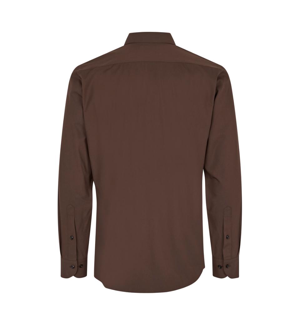 SEVEN SEAS Hybrid Skjorte - Slim-Mocca