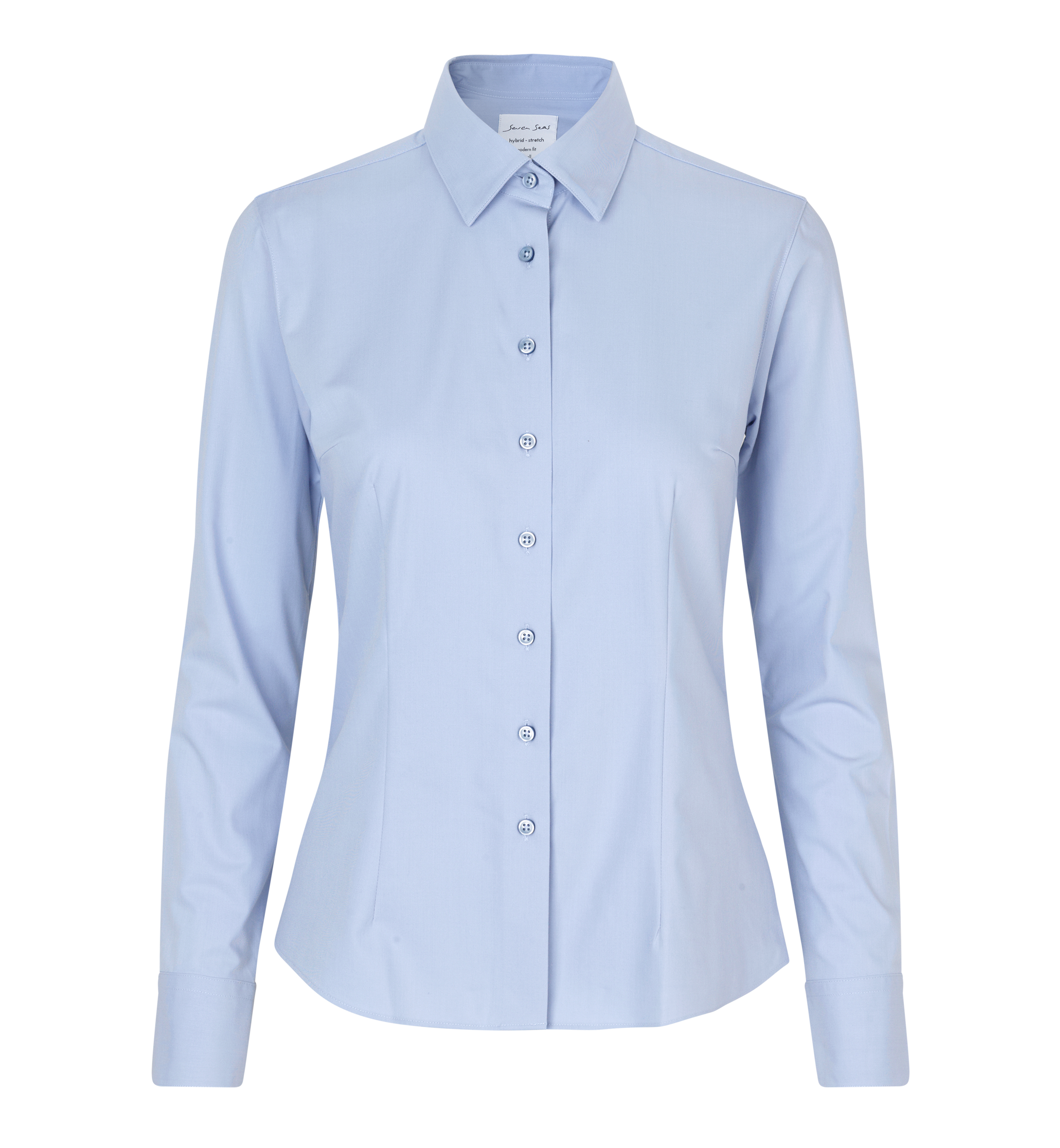 Seven Seas Hybrid Skjorte, Dame-Lyseblå