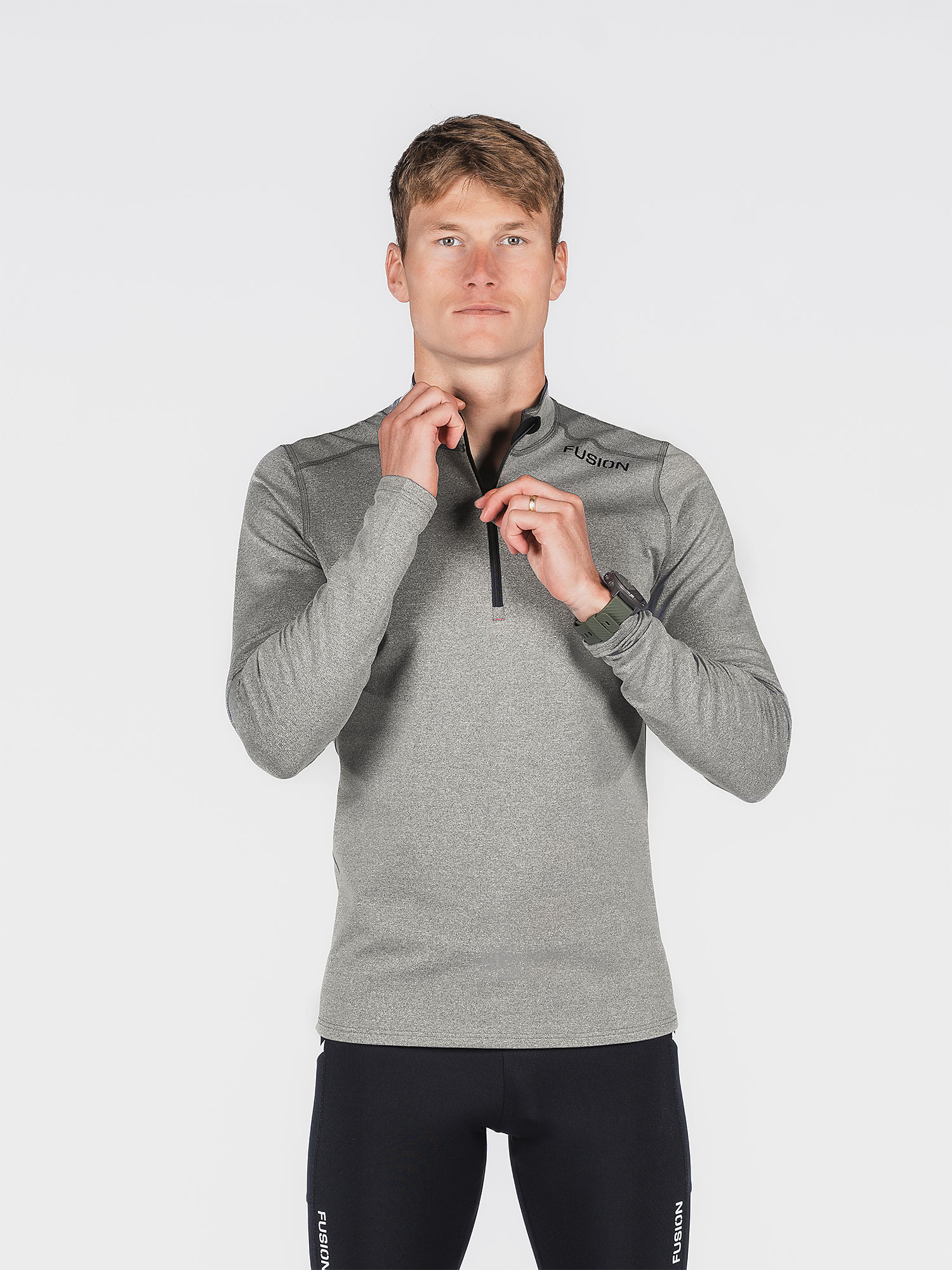 FUSION Løbetrøje, herre-Lysegrå