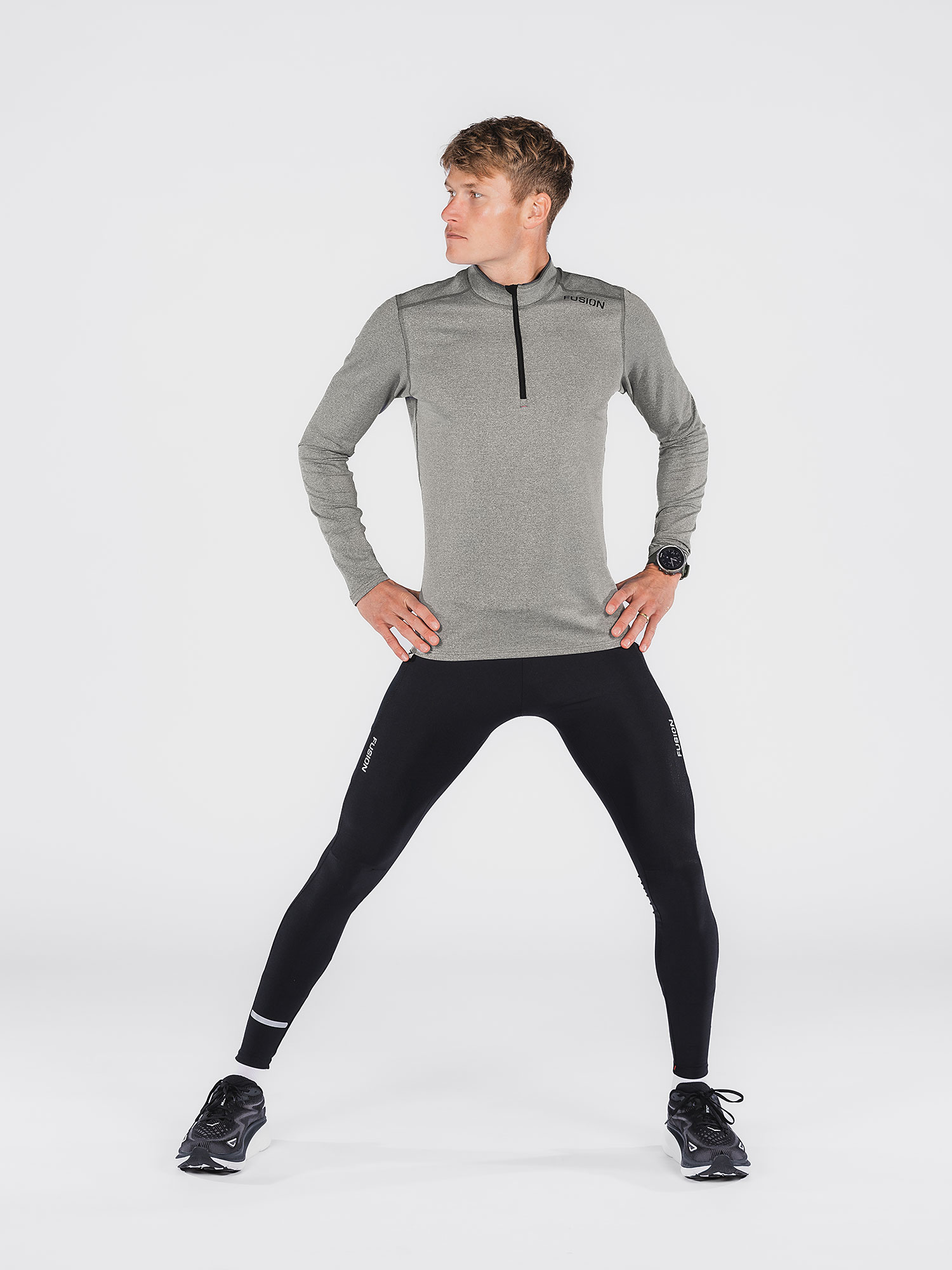 FUSION Løbetrøje, herre-Lysegrå