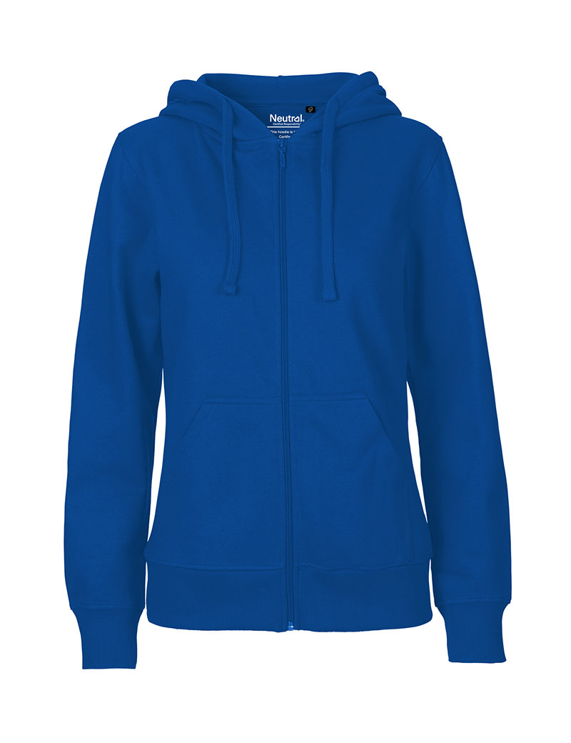 NEUTRAL Dame Zip Hoodie, 100% Økologisk Fairtrade Bomuld-Marineblå