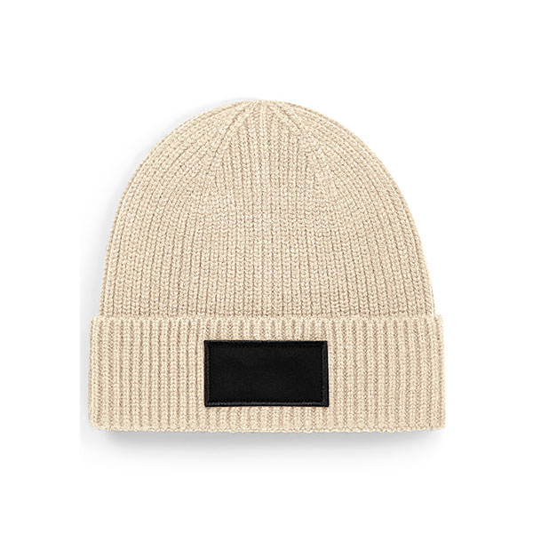 Strik Hue med Label - rPet - Creme