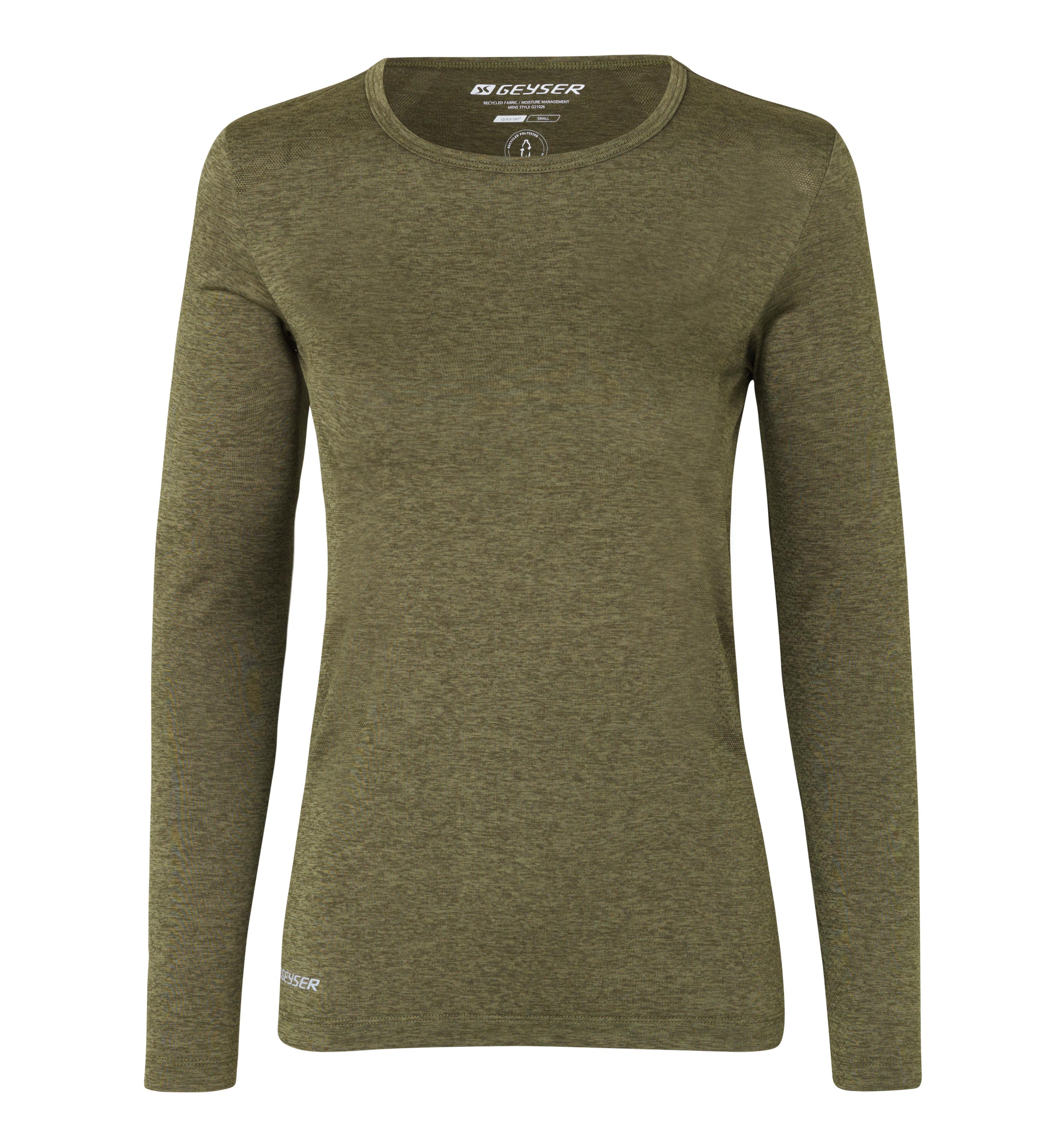 GEYSER long-sleeved T-shirt, seamless, dame - rPet - Oliven