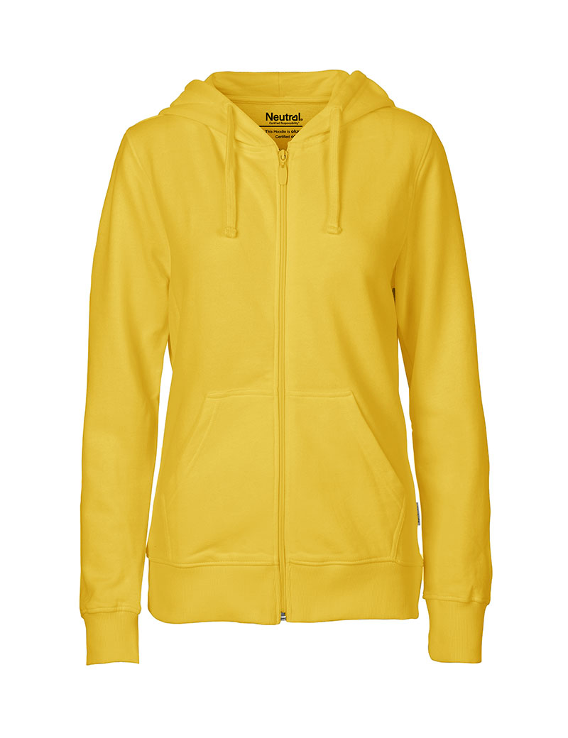 NEUTRAL Dame Zip Hoodie, 100% Økologisk Fairtrade Bomuld-Gul