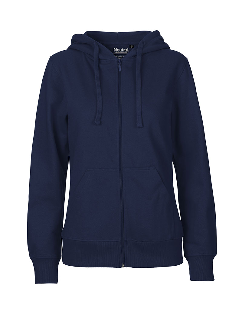 NEUTRAL Dame Zip Hoodie, 100% Økologisk Fairtrade Bomuld-Mørke blå
