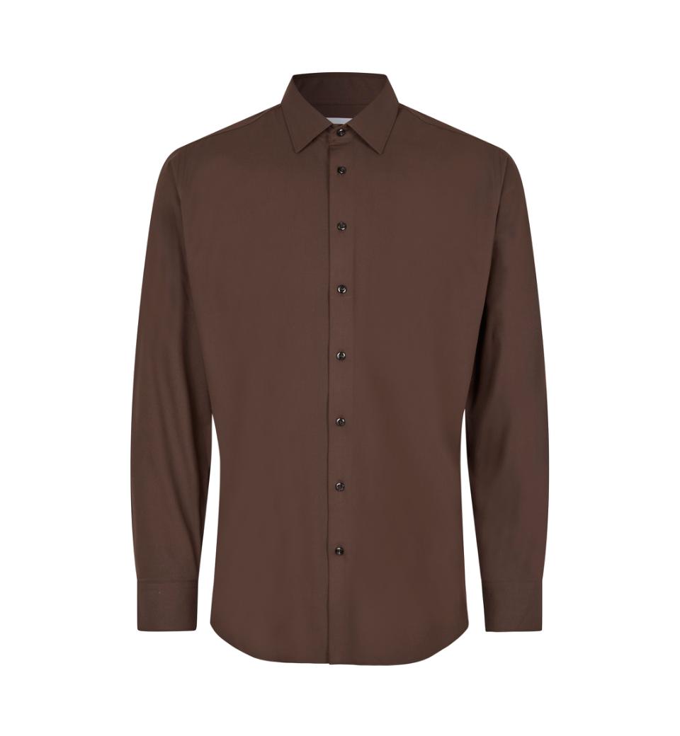 SEVEN SEAS Hybrid Skjorte - Slim-Mocca