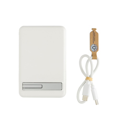 Zen RCS rplastic 5000 mah 5W magnetisk Bambus Powerbank-Hvid