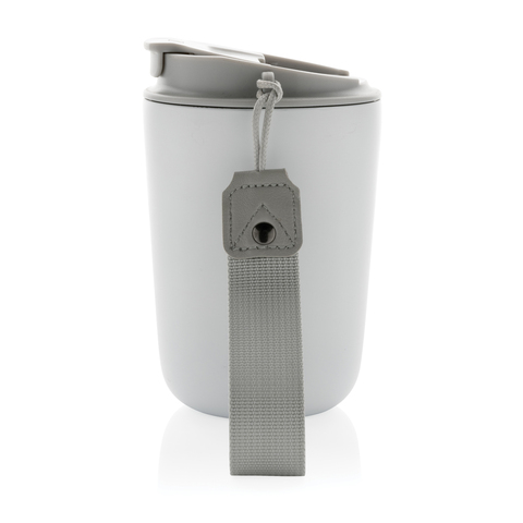 Cuppa RCS vakuumtumbler i genanvendt stål, med lanyard-Hvid