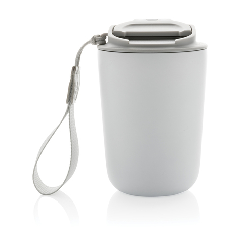 Cuppa RCS vakuumtumbler i genanvendt stål, med lanyard-Hvid