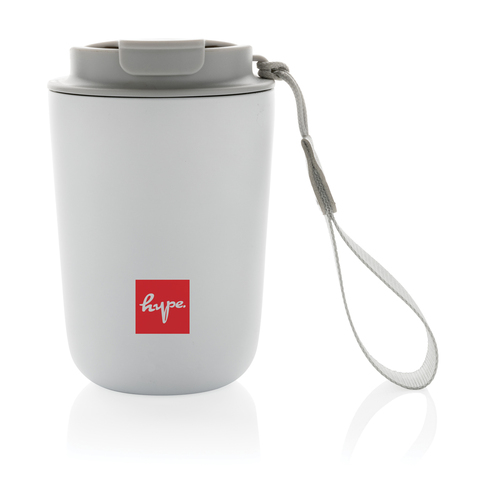 Cuppa RCS vakuumtumbler i genanvendt stål, med lanyard-Hvid
