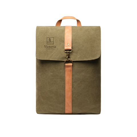 VINGA Bosler rygsæk i genbrugt lærred-Grøn