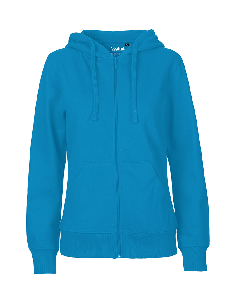 NEUTRAL Dame Zip Hoodie, 100% Økologisk Fairtrade Bomuld-Turkis