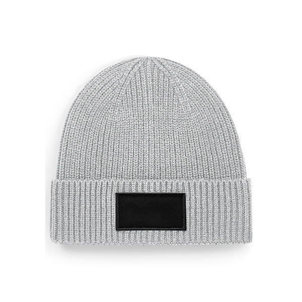 Strik Hue med Label - rPet-Lysegrå